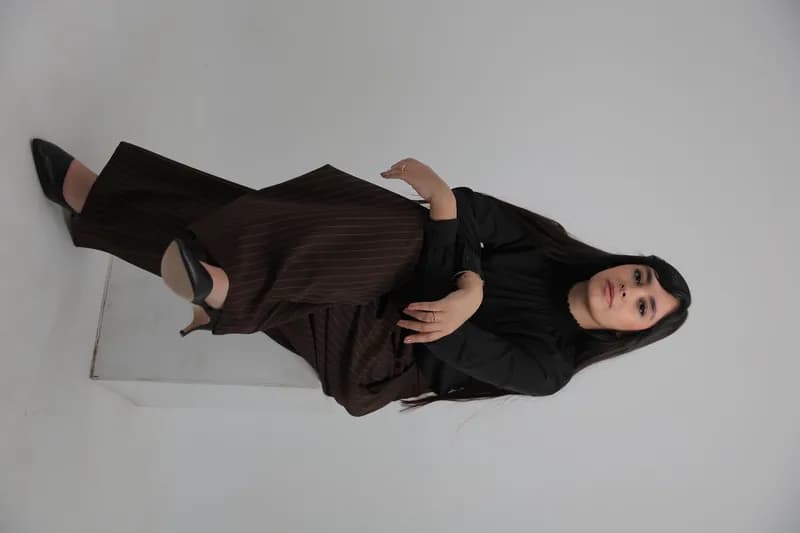 Brown Pinstripe Wide Leg Pants thumbnail 2