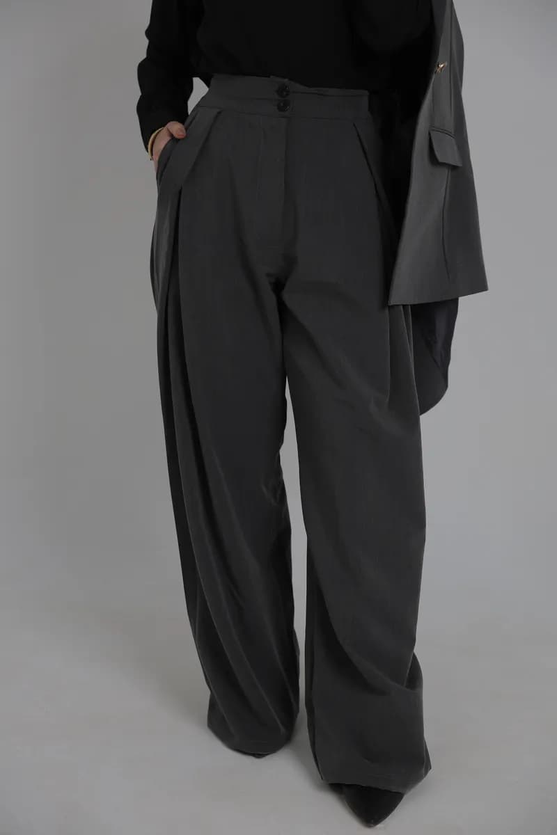 Grey Wide Leg Pants thumbnail 5