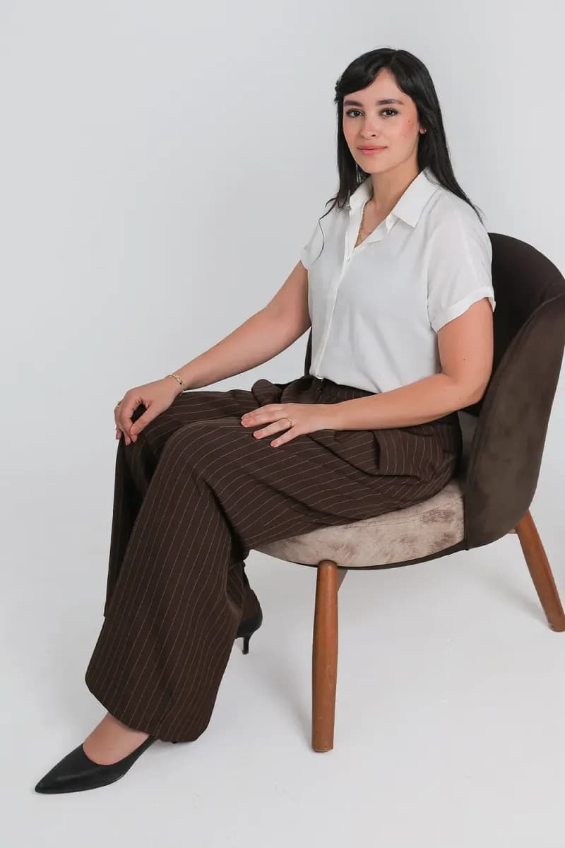 Brown Pinstripe Wide Leg Pants