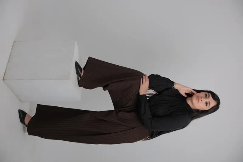 Brown Pinstripe Wide Leg Pants thumbnail 4