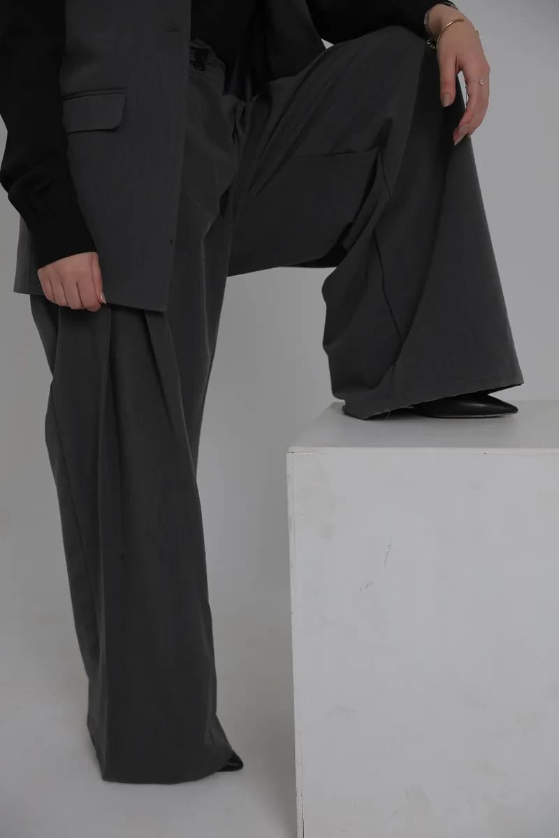 Grey Wide Leg Pants thumbnail 2