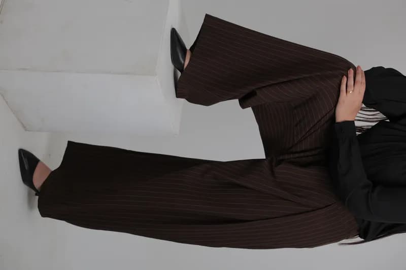 Brown Pinstripe Wide Leg Pants thumbnail 3